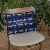 Delft Blueのパームリーフ、カスタマイズ可能 アクセントクッション