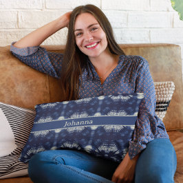 Delft Blueのパームリーフ、カスタマイズ可能 アクセントクッション