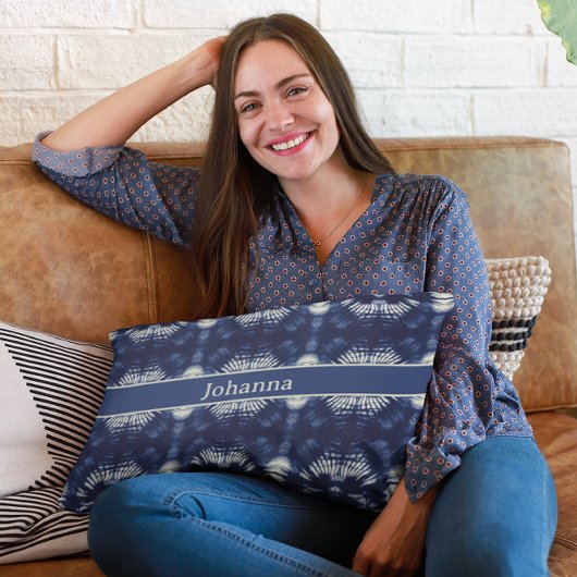 Delft Blueのパームリーフ、カスタマイズ可能 アクセントクッション