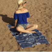 Delft Blueのパームリーフ、カスタマイズ可能 ビーチタオル