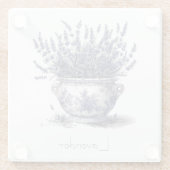 Delft Blueのラベンダーのカスタマイズ可能 ガラスコースター (裏面)