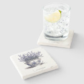 Delft Blueのラベンダーのカスタマイズ可能 ストーンコースター (横)