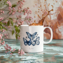 Delft Blueの蝶、カスタマイズ可能 コーヒーマグカップ