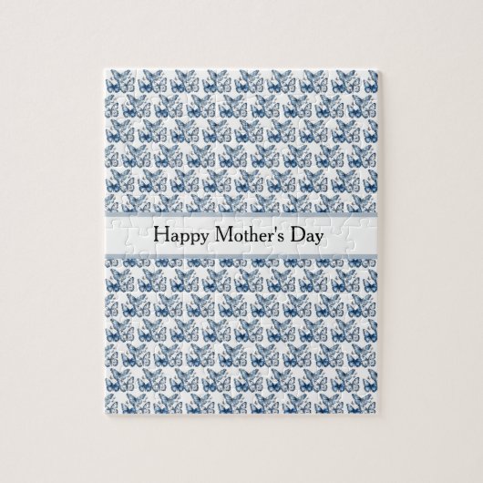 Delft Blueの蝶、カスタマイズ可能 ジグソーパズル (縦)