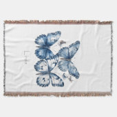 Delft Blueの蝶、カスタマイズ可能 スローブランケット (正面)