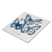 Delft Blueの蝶、カスタマイズ可能 タイル (側面)