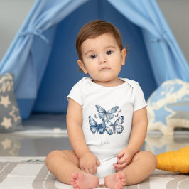 Delft Blueの蝶、カスタマイズ可能 ベビーボディスーツ