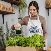 Delft Blueの蝶、カスタマイズ可能 ロングエプロン