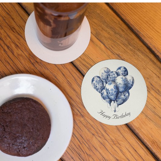 Delft Blueバルーン、カスタマイズ可能 ラウンドペーパーコースター