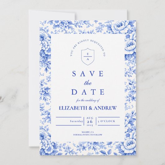Delft Blue Chinoiserie Wedding セーブザデート (正面)