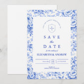 Delft Blue Chinoiserie Wedding セーブザデート (正面/裏面)