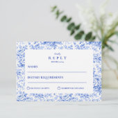 Delft Blue Chinoiserie Wedding 出欠カード (スタンド正面)