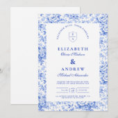 Delft Blue Chinoiserie Wedding 招待状 (正面/裏面)
