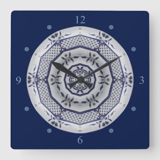 Delft Blue Design 006 From 1764 ~  スクエア壁時計 (正面)