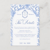 Delft Blue Floral Chinoiserie Monogram Wedding エンクロージャーカード (正面)