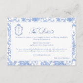 Delft Blue Floral Chinoiserie Monogram Wedding エンクロージャーカード (正面)