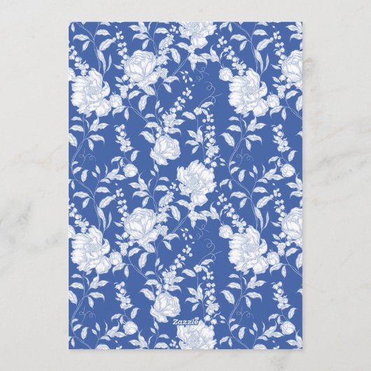 Delft Blue Floral Chinoiserie Monogram Wedding 招待状 (裏面)