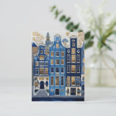 Delft Blue Gilded Cityscape ポストカード (スタンド正面)