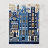 Delft Blue Gilded Cityscape ポストカード (正面)