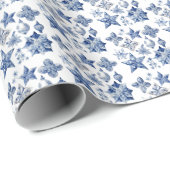 Delft Blue Metalのクリスマスデコレーションオーナメント ラッピングペーパー (ロールコーナー)
