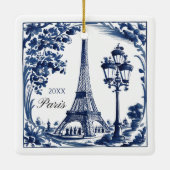 Delft Blue Paris Eiffel Tower セラミックオーナメント (裏面)