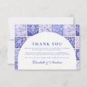 Delft Blue Patchwork Porcelain Wedding サンキューカード (正面)