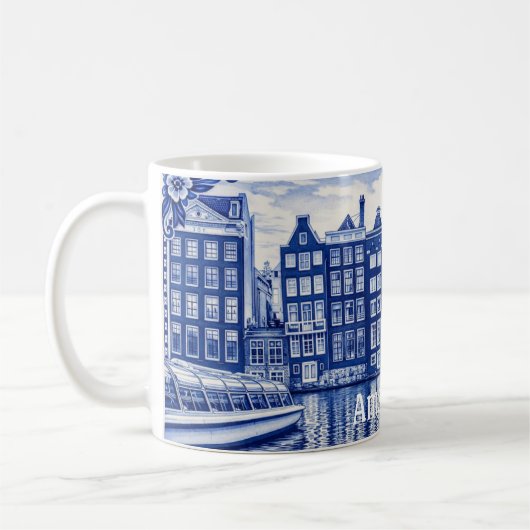 Delft Blue style mug: Amsterdam コーヒーマグカップ (左)