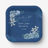 Delft Blue White Chinoiserie Floral Bridal Shower ペーパープレート (正面)