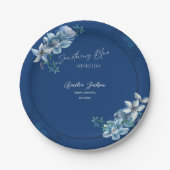 Delft Blue White Chinoiserie Floral Bridal Shower  ペーパープレート (正面)