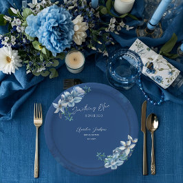 Delft Blue White Chinoiserie Floral Bridal Shower  ペーパープレート