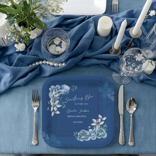 Delft Blue White Chinoiserie Floral Bridal Shower ペーパープレート
