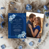 Delft Blue White Chinoiserie Floral Bridal Shower 招待状