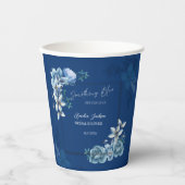 Delft Blue White Chinoiserie Floral Bridal Shower  紙コップ (正面)