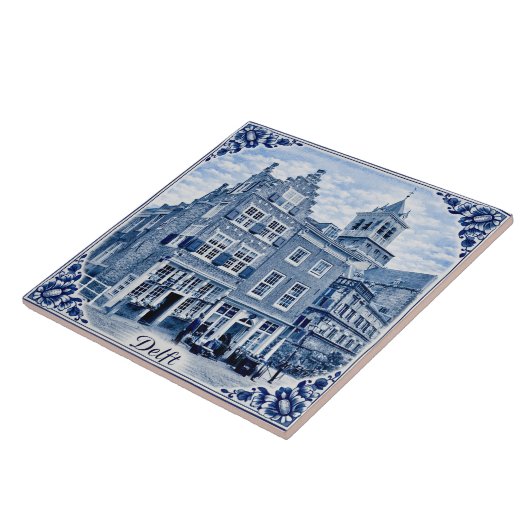 Delft houses Delft Blue style ceramic tile タイル (側面)