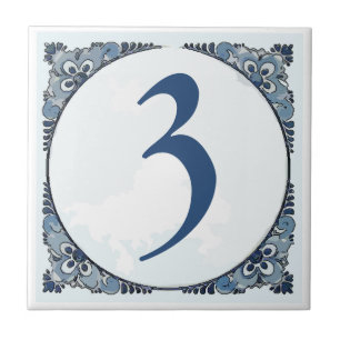 Delft look #3タイル、ハウス番号、変更番号 タイル