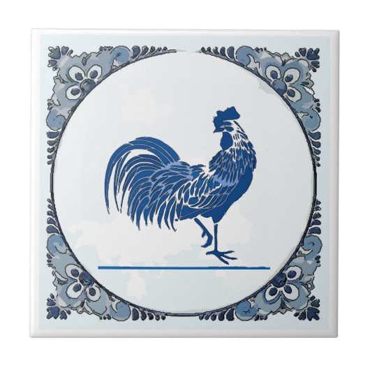 Delft look Rooster, change image, Ceramic Tile タイル (正面)