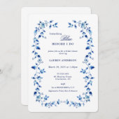 Delft Something Blue Before I doブライダルシャワー 招待状 (正面/裏面)