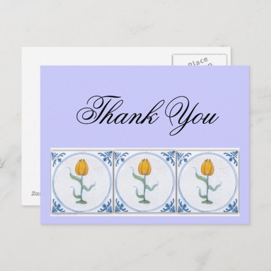 Delft Tulipタイルありがとうポストカードカスタマイズ ポストカード (正面/裏面)