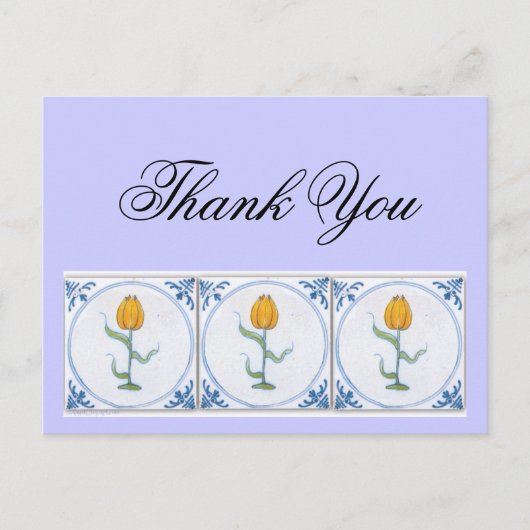 Delft Tulipタイルありがとうポストカードカスタマイズ ポストカード (正面)