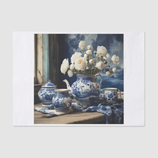 Delfts blauwe vaas decoupage tissue papier 薄葉紙 (正面)