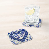 'Delftware'オランダルック絵を描ハート – モノグラム ペーパーコースター (インサイチュ)