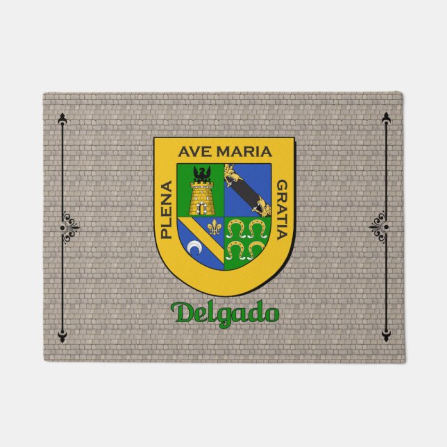 Delgadoの石畳の歴史的な盾 ドアマット (正面)