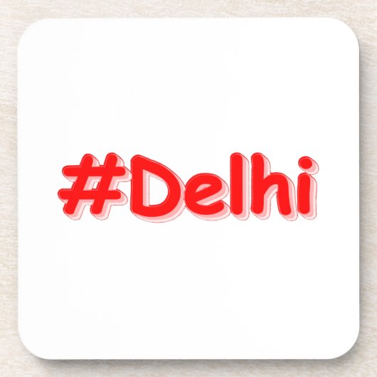 「#Delhi」かわいいデザイン。買今 コースター (正面)