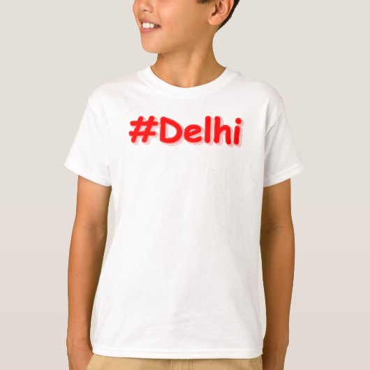 「#Delhi」かわいいデザイン。買今 Tシャツ (正面)