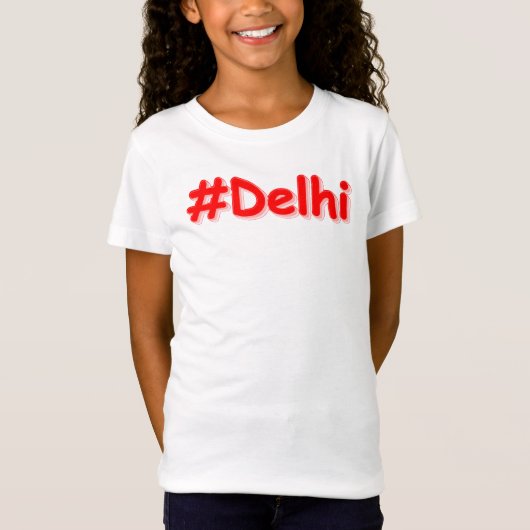 「#Delhi」かわいいデザイン。買今 Tシャツ (正面)