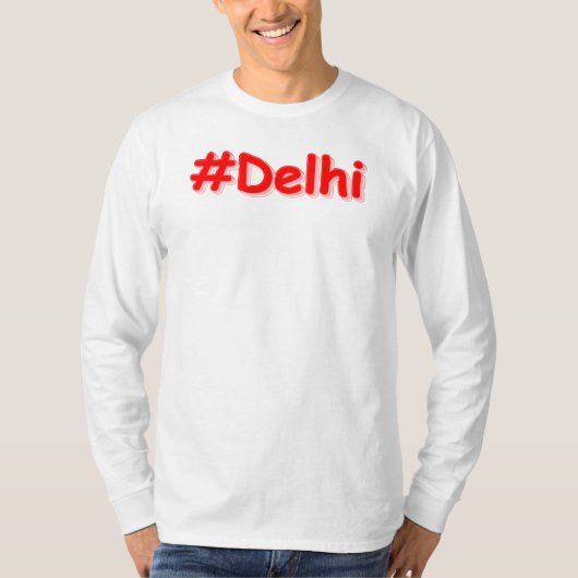 「#Delhi」かわいいデザイン。買今 Tシャツ (正面)