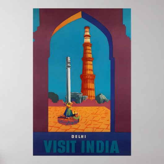 Delhi Art India Travel Poster Indian Print  ポスター (正面)