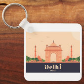 Delhi India Pastel Travel Design キーホルダー (正面)