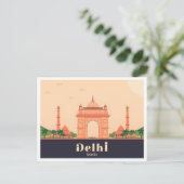 Delhi India Pastel Travel Design ポストカード (スタンド正面)