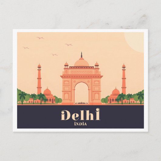 Delhi India Pastel Travel Design ポストカード (正面)